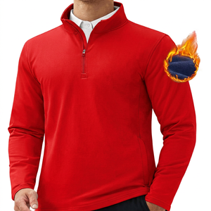 Suéter de Punto Azul para Hombre, Cuello Alto, Cierre de Cremallera de un Cuarto, Corte Regular, Estilo Casual, Transpirable, de Poliéster, para Otoño - Product Image 5