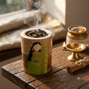 Brûleur à Bakhoor en bois au design artistique indien, Mabkhara colorée pour le Ramadan, cadeau de l'Aïd, porte-encens moderne du Moyen-Orient, brûleur à Oud - Product Image 1