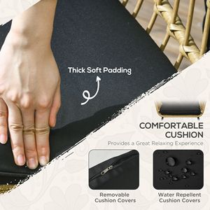 Set di mobili da giardino in rattan resistente alle intemperie, 5 pezzi, con tavoli impilabili e divanetto imbottito, nero - Product Image 5