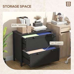 Armadietto Portadocumenti Nero a 2 Cassetti con Barra Appendibile Regolabile per Formati Letter, A4 e Legal - Product Image 4