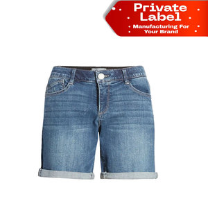 Shorts en jean extensibles pour femme, taille mi-haute, effet push-up, en coton doux, personnalisables, vente en gros, usine OEM - Product Image 1