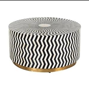 Mesa de Centro Moderna Clásica Hecha a Mano, Duradera y Elegante con Incrustaciones de Hueso, Decoración Única para el Hogar, Mueble de Madera para Sala de Estar - Product Image 1