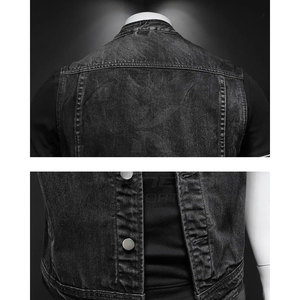 Gilet en jean respirant 100 % coton pour homme, coupe droite, style décontracté, avec coutures soignées, idéal pour l'hiver - Product Image 4