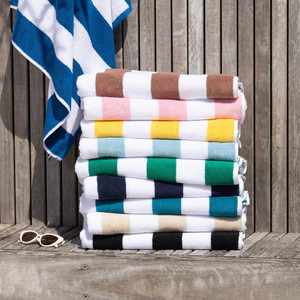 Serviettes de plage rayées rectangulaires en coton tissé, séchage rapide, absorbantes, pour piscine et bain, extra grandes et surdimensionnées - Product Image 2