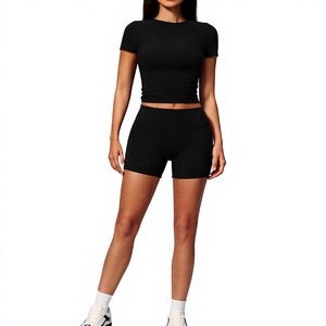 Ensemble de yoga 2 pièces pour femme, nouvelle collection été 2026, taille haute, effet ventre plat, amincissant, pour course en extérieur, fitness et entraînement en salle de sport - Product Image 1