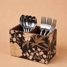 Reposacucharas de MDF esmaltado hecho a mano de ILAHI, decoración de cocina, apto para lavavajillas, solo lavar a mano, no apto para microondas/horno, Stock Uttar - Product Image 3
