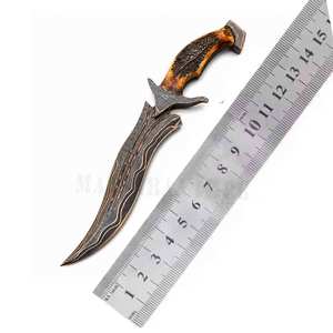 Cuchillo Bowie de Caza Hecho a Mano de Acero de Damasco y Cobre con Ranura para Sangre, Hoja Fija, Cuchillo de Caza Personalizado, Regalo para Él - Product Image 6