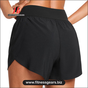 BigWood Sports Mid Waist Dolphin Hot Athletic Running Shorts for Women <b>3</b>" High Split Comfy Mesh Liner 100% Cotton Anti-Wrinkle - Product Image 2