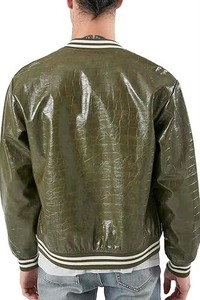 Premium Men's Genuine Leather Varsity Jacket Stand Collar <b>Winter</b> Streetwear Letterman Fashion Jacket - Product Image 5