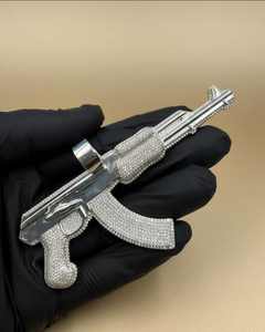 Colgante de Lujo para Hombre con Diamantes VVS Moissanite y Diseño de Pistola, Certificado GCI IDGL, Joyería de Moda Hip Hop, Plata 925 - Product Image 6