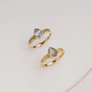 Natural Blue Topaz <b>Ring</b> 925 <b>Sterling</b> <b>Silver</b> Gold Plated Bezel <b>Set</b> Handmade Pear Shape Gemstone <b>Ring</b> for Women Wholesale - Product Image 2