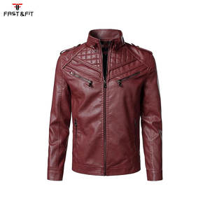 Blousons d'hiver en cuir véritable et toile de haute qualité avec logo frontal, col mandarin, pour moto, vente en gros - Product Image 3