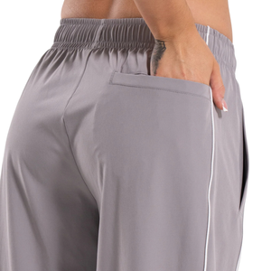Women's Light Gray Track Pants with Contrast Side Piping Relaxed Fit Elastic Waist Wide Leg Casual Gym Workout Training Sports - Product Image 6