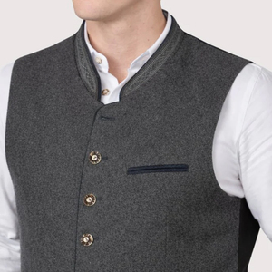 Hot Sale Men's Traditional German Bavarian Trachten Vest Reversible Breathable Autumn Mandarin Collar Polyester/Cotton Blend - Product Image 5