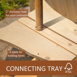 Outsunny Adirondack sedia Set in legno per esterni falò tavolo ombrellone foro naturale Patio mobili per prato giardino piscina cortile - Product Image 6