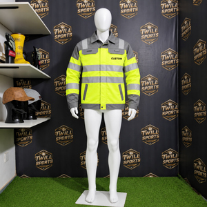Construction Bomber <b>Jackets</b> Waterproof with Pockets and Zipper Black Bottom Reflective For Construction And Road <b>Workers</b> - Product Image 4