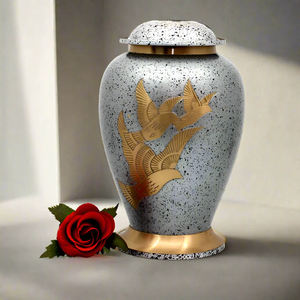 Purple Cremation Urn with <b>Butterfly</b> Design for Adult Ashes Decorative Large Brass Memorial Urn With Lid & Free Velvet Bag - Product Image 5