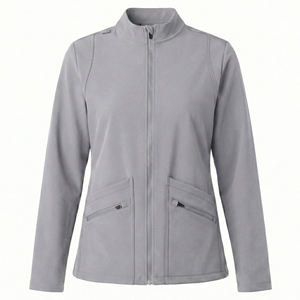 Vestes d'infirmière personnalisables à prix de gros, coupe athlétique, tissu performant en mélange de spandex, poches à double fermeture éclair, uniformes de travail - Product Image 2