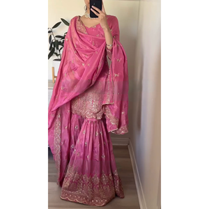 Ensemble haut et pantalon en georgette lourde pure Simar pour femmes, pour les occasions spéciales - Product Image 5