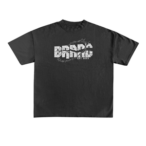 T-shirt personnalisé noir pour homme à manches courtes avec logo fil barbelé, style urbain, coupe classique, col rond, en jersey de coton imprimé - Product Image 2