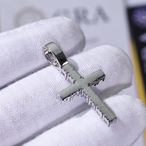 Collar con Colgante de Cruz de Moissanita, Tono Oro Blanco, con Piedras Redondas Incrustadas, Estilo Hip Hop, Lujoso, para Hombre - Product Image 6