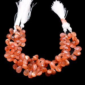 Perles facettées en pierre de soleil naturelle de qualité AAA+, forme poire, 7x10mm-9x14mm, pierres semi-précieuses, perles en vrac pour la fabrication de bijoux - Product Image 1