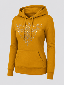 <b>Women's</b> Premium Rhinestone Lined Anti-shrink Winter Hooded Sweatshirt Soft Cotton Blend Pullover Casual Fashion <b>Hoodie</b> Front - Product Image 4