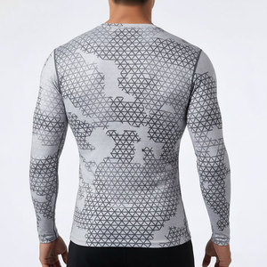 เสื้อคอมเพรสชั่นพิมพ์ลายตามสั่งสำหรับผู้ชาย เสื้อยืดออกกำลังกายแขนยาว ผู้ผลิตเสื้อผ้าฟิตเนส - Product Image 2