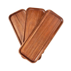 Plateau de service rectangulaire décoratif moderne de luxe en bois naturel écologique pour café, thé, petit-déjeuner, cuisine, table à manger, maison - Product Image 4