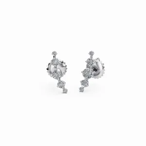 Pendientes de Diamantes Redondos de 18K con Diseño Nuevo Twilight Brilliance, Joyería de Diamantes Finos de Corte Redondo para Exportación al por Mayor - Product Image 4