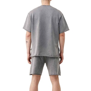 Custom Two Piece T-shirt and Short <b>Set</b> High Quality <b>Twin</b> <b>Set</b> For Men Shirt and Shorts <b>Set</b> Men Acid Washed Loose Fit Comfortable - Product Image 2