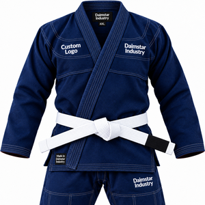 Kimono de Jiu-Jitsu Brasileño Azul de la Marca Daimstar Industry, Uniforme de Artes Marciales con Logotipo Personalizado y Cinturón Blanco - Product Image 3