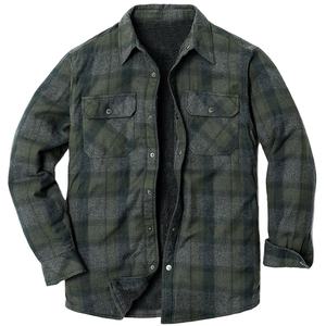 Camisa de Franela a Cuadros para Hombre, Invierno, Algodón, Forro Polar Grueso, Acolchada, Manga Larga, Roja - Product Image 5