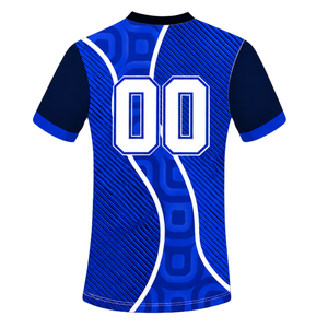 Maillot de rugby bleu marine à manches courtes, col en V, motif géométrique, uniforme d'équipe personnalisé, respirant, pour l'entraînement et le sport - Product Image 2