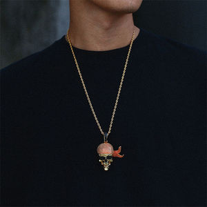 Pendentif Breloque Or Zircon Taille Brillant Certifié IGI Style Hip-Hop Bijoux Unisexe Multi-Plaqué Perle d'Eau Douce Personnalisé Pirate - Product Image 3