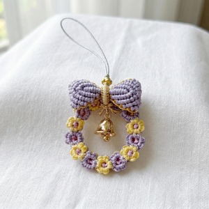 Beautiful Macrame <b>Key</b> Chain with Small Bell <b>Bag</b> Charm For Aesthetic Photography Prop And Styling Accessory From India - Product Image 5