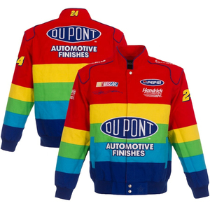 แจ็คเก็ตนักแข่ง NASCAR คุณภาพสูง ODM OEM ผลิตตามสั่ง ผ้าฝ้าย 100% ปักโลโก้แบบกำหนดเอง แจ็คเก็ตวาร์ซิตี้สไตล์วินเทจสำหรับขี่มอเตอร์ไซค์ - Product Image 3
