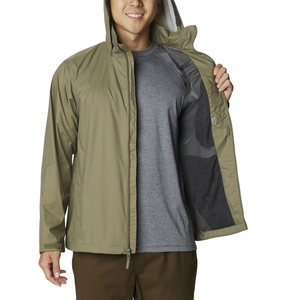 Veste softshell unisexe à capuche olive, résistante à l'eau, écologique, respirante, manches longues, pour la randonnée et les activités de plein air, coupe classique - Product Image 3