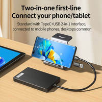 Penjualan Terlaris Stock 2 in 1 Tipe C dan USB HDD Enclosure 2.5 Inch Hard Drive Disk dengan Kabel Terintegrasi Casing Eksternal