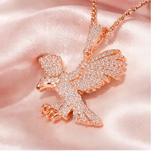 Lujoso Collar de Oro Rosa Sólido de 10K con Colgante de Águila Personalizado con Incrustaciones de Diamantes Naturales Brillantes, Joyería Fina, Regalos Bonitos - Product Image 4