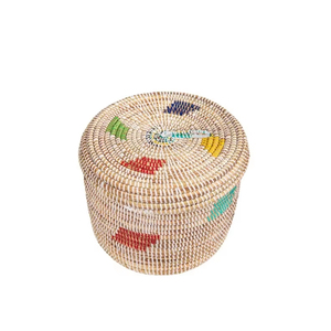Mixed-color seagrass <b>basket</b> for decoration Handmade <b>Storage</b> <b>Basket</b> Wholesale eco-friendly Made in Vietnam - Product Image 3
