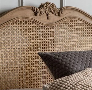 Modern <b>Rattan</b> Headboard and Footboard <b>Bed</b> <b>Frame</b> Wooden Bedstead Black and Natural Panel <b>Bed</b> for Hotel Home Bedroom - Product Image 3