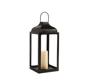 Vente en gros d'usine de lanternes rustiques en métal et verre avec finition noir mat, style moderne, lanternes à bougies pour l'extérieur et la maison - Product Image 3