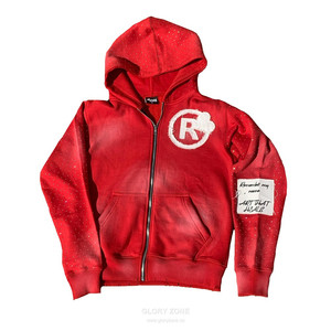 Sweat à capuche zippé Glory Zone Custom Heavyweight Acid Wash, effet vintage usé, en molleton, streetwear unisexe - Product Image 4