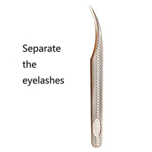 Pince à épiler professionnelle en acier inoxydable de haute qualité pour extensions de cils, à pointe longue et revêtement spécial pour éventail de cils - Product Image 5
