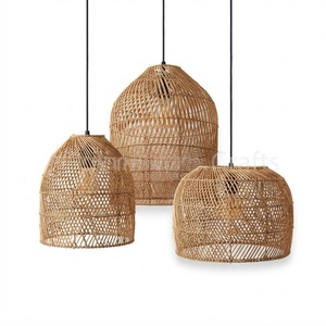 Woven Rattan <b>Lamp</b> <b>Shade</b> Natural Handmade Lampshade <b>Wicker</b> Pendant Light Cover Bohemian Hanging Ceiling Light Decor - Product Image 5