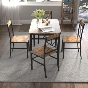 Set da Pranzo 4 Pezzi: Tavolo da Cucina in Legno con Sedie, Design Compatto - Product Image 6