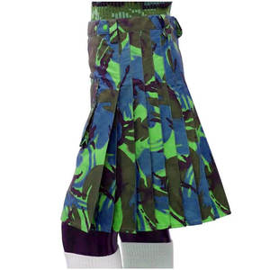 Kilt utilitaire camouflage vert bleu pour homme, fait main, style Highland, tactique, 2026 - Product Image 3