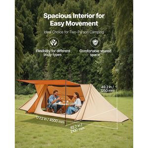 Tente d'hiver légère et imperméable pour 2 personnes avec cheminée et 2 poteaux de tente pour le camping - Product Image 2
