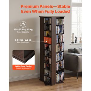 Meuble de rangement multimédia avec 34 compartiments, tour rotative pour CD, DVD, livres, jeux, support DVD - Product Image 3